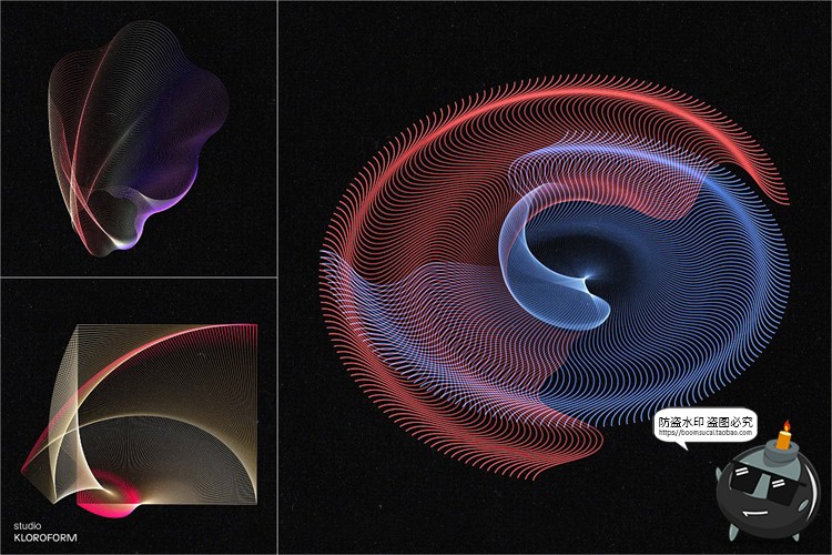 图片[21]-时尚抽象艺术扭曲波浪条纹网格线条渐变未来科幻PNG免抠AI素材-设计猿