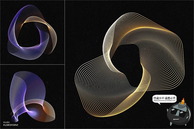 图片[23]-时尚抽象艺术扭曲波浪条纹网格线条渐变未来科幻PNG免抠AI素材-设计猿