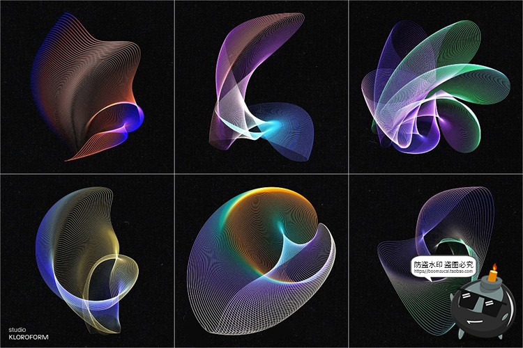 图片[24]-时尚抽象艺术扭曲波浪条纹网格线条渐变未来科幻PNG免抠AI素材-设计猿