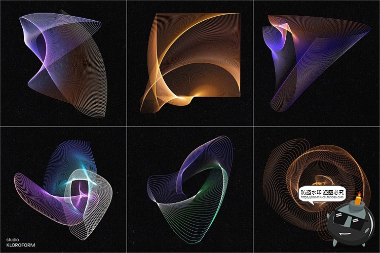 图片[29]-时尚抽象艺术扭曲波浪条纹网格线条渐变未来科幻PNG免抠AI素材-设计猿