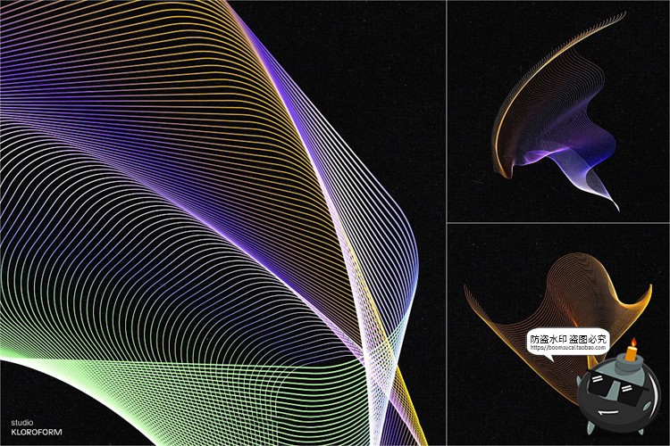 图片[31]-时尚抽象艺术扭曲波浪条纹网格线条渐变未来科幻PNG免抠AI素材-设计猿