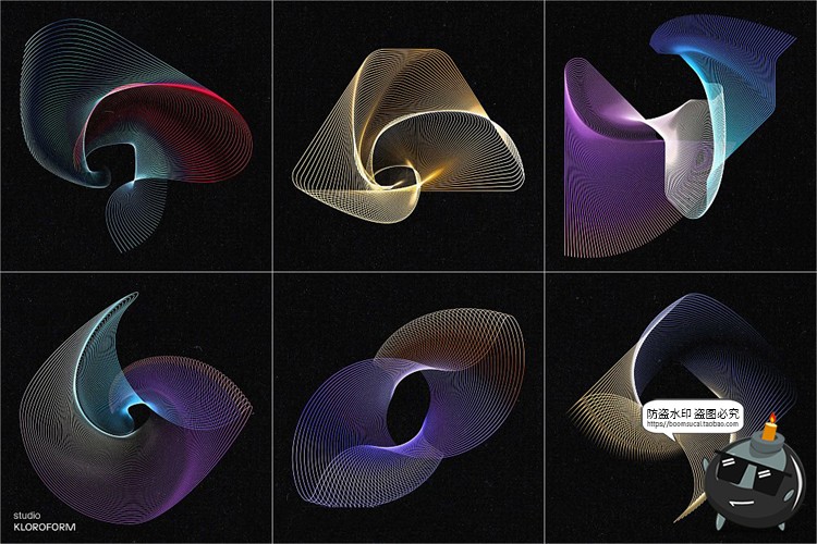 图片[33]-时尚抽象艺术扭曲波浪条纹网格线条渐变未来科幻PNG免抠AI素材-设计猿