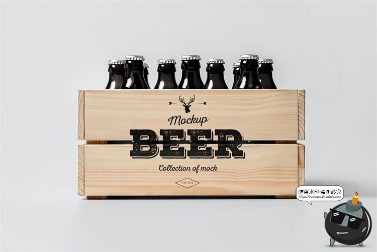 图片[5]-啤酒瓶玻璃瓶整箱装包装瓶外观展示品牌包装样机PSD模板PS素材-设计猿