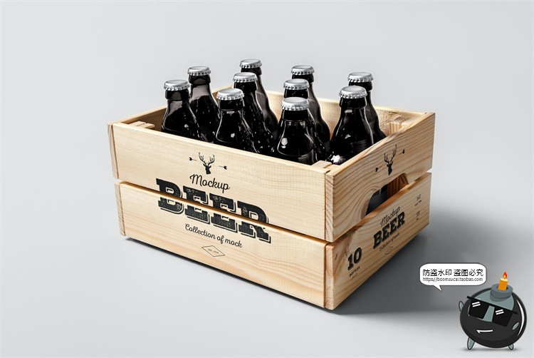 图片[6]-啤酒瓶玻璃瓶整箱装包装瓶外观展示品牌包装样机PSD模板PS素材-设计猿
