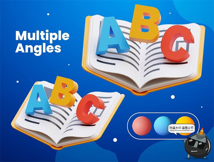 图片[4]-卡通3D开学季学习文具学校教育办公用品图标插图插画PNG免抠素材-设计猿