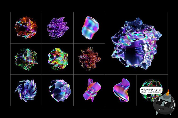 图片[4]-未来科幻3D全息镭射扭曲几何主视觉图形抽象艺术PNG免抠图片素材-设计猿