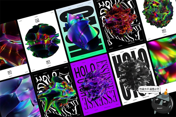 图片[8]-未来科幻3D全息镭射扭曲几何主视觉图形抽象艺术PNG免抠图片素材-设计猿