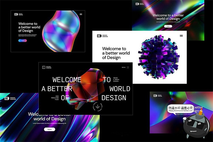 图片[9]-未来科幻3D全息镭射扭曲几何主视觉图形抽象艺术PNG免抠图片素材-设计猿