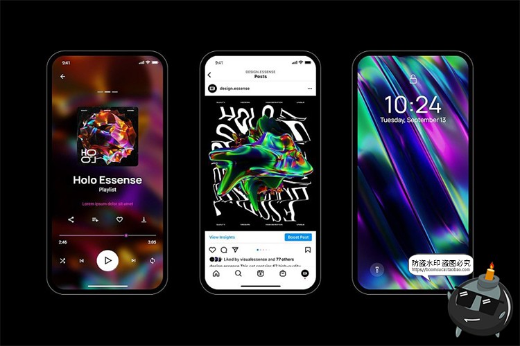 图片[10]-未来科幻3D全息镭射扭曲几何主视觉图形抽象艺术PNG免抠图片素材-设计猿