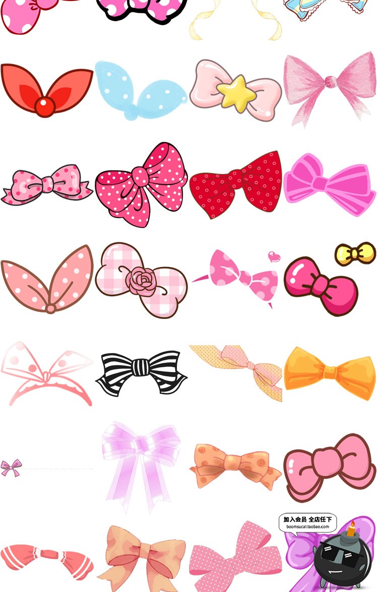 图片[3]-可爱卡通手绘蝴蝶结贴纸贴图照片美化装饰PNG免扣透明设计PS素材-设计猿