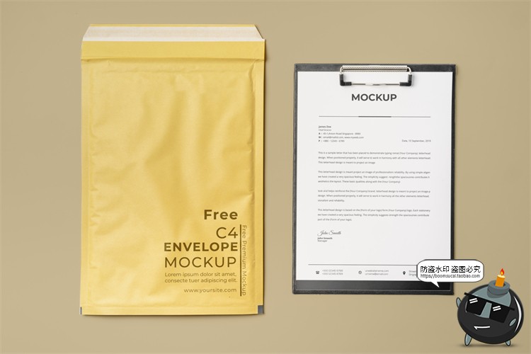 图片[4]-文件袋档案袋信封信纸保密纸袋企业文创VI展示样机PSD模板PS素材-设计猿