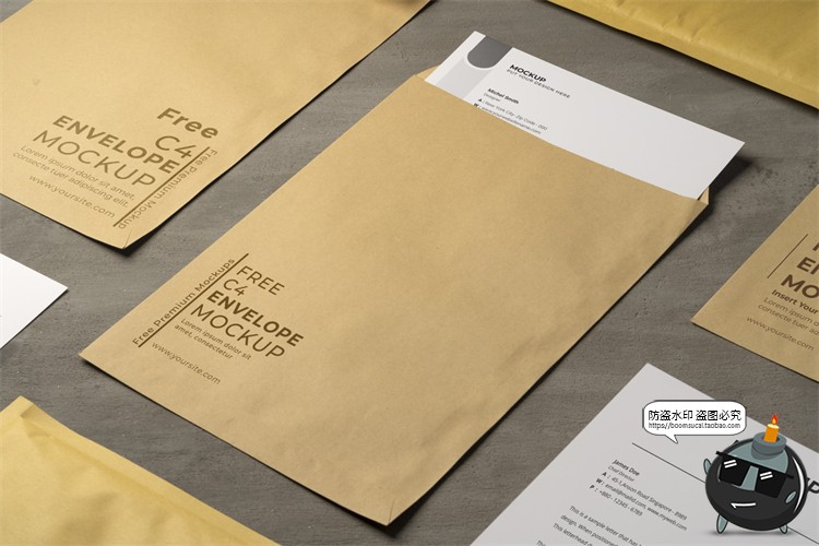 图片[13]-文件袋档案袋信封信纸保密纸袋企业文创VI展示样机PSD模板PS素材-设计猿