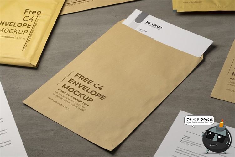 图片[14]-文件袋档案袋信封信纸保密纸袋企业文创VI展示样机PSD模板PS素材-设计猿