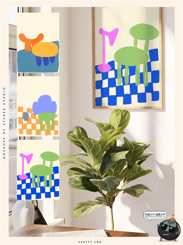 图片[9]-酸性艺术抽象复古液态现代画廊室内装裱插画海报图形PSD模板素材-设计猿