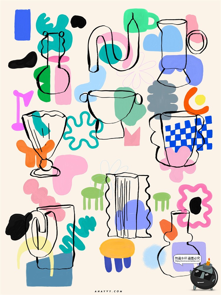 图片[24]-酸性艺术抽象复古液态现代画廊室内装裱插画海报图形PSD模板素材-设计猿