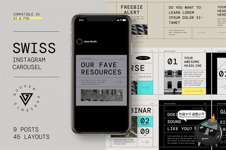 图片[1]-现代潮流时尚极简线条自媒体图文排版版式AI矢量模板源文件素材-设计猿