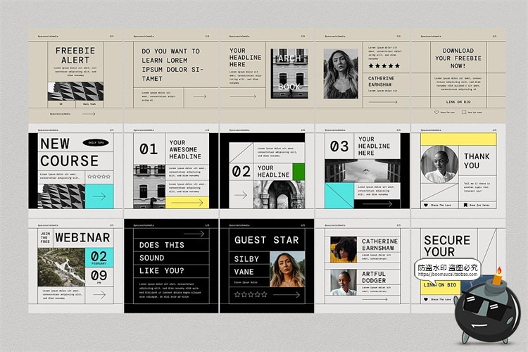 图片[2]-现代潮流时尚极简线条自媒体图文排版版式AI矢量模板源文件素材-设计猿