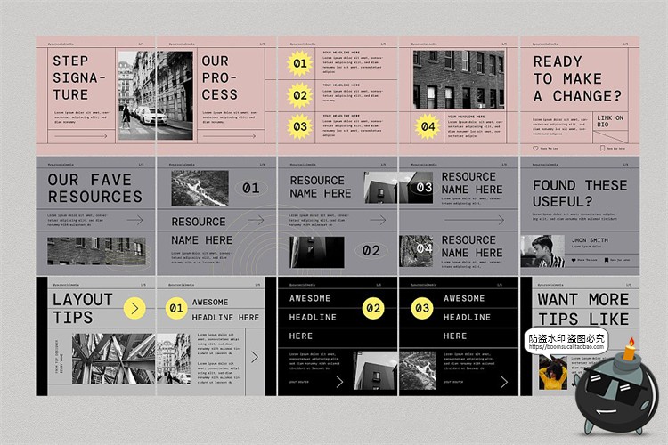 图片[3]-现代潮流时尚极简线条自媒体图文排版版式AI矢量模板源文件素材-设计猿