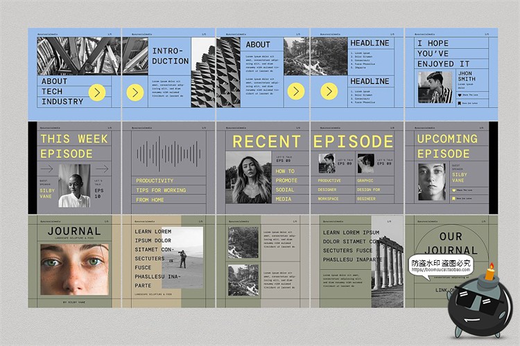 图片[4]-现代潮流时尚极简线条自媒体图文排版版式AI矢量模板源文件素材-设计猿