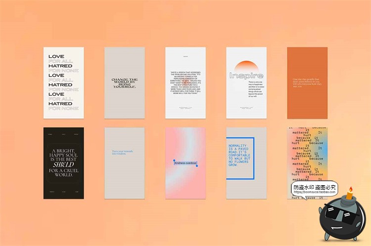 图片[3]-酸性渐变简约艺术潮流方形竖版图文排版PSD模板PS素材附带字体-设计猿