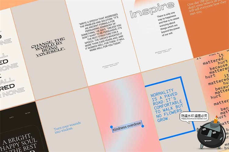 图片[4]-酸性渐变简约艺术潮流方形竖版图文排版PSD模板PS素材附带字体-设计猿