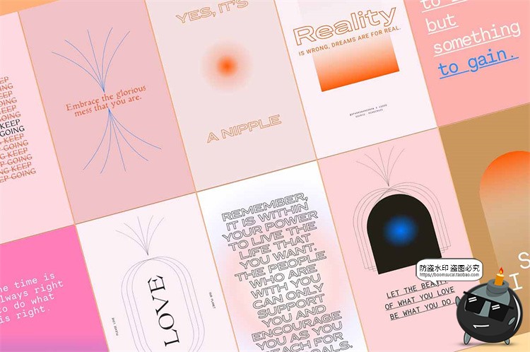 图片[5]-酸性渐变简约艺术潮流方形竖版图文排版PSD模板PS素材附带字体-设计猿