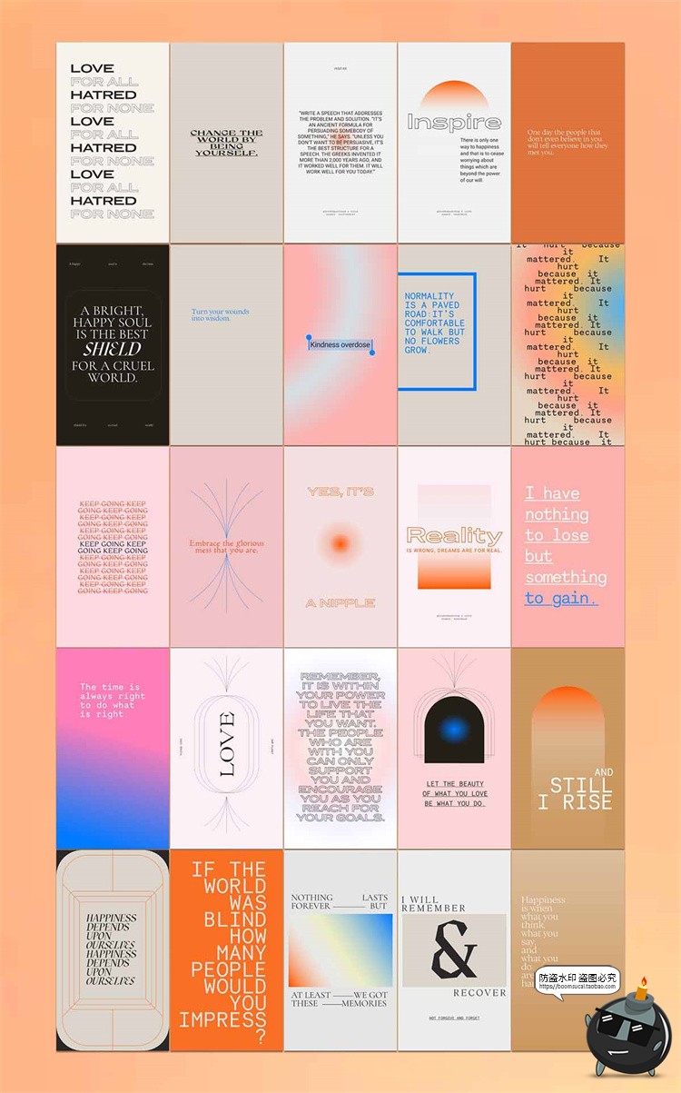 图片[7]-酸性渐变简约艺术潮流方形竖版图文排版PSD模板PS素材附带字体-设计猿