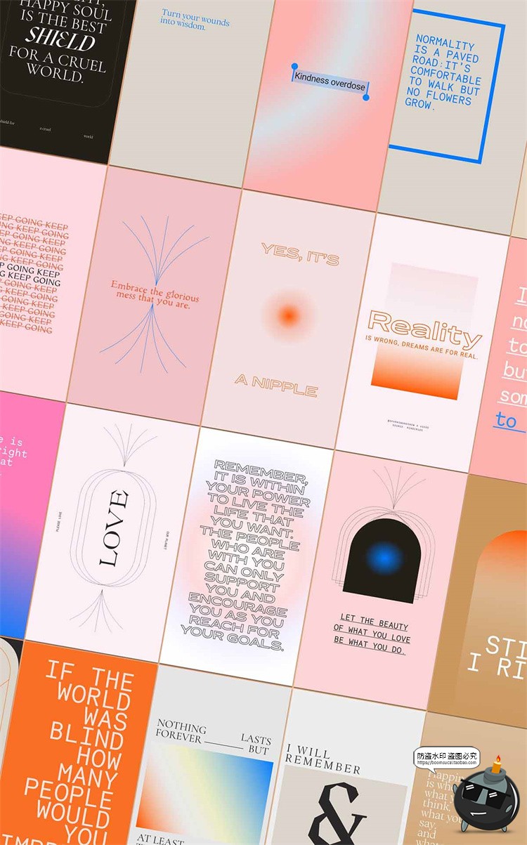 图片[8]-酸性渐变简约艺术潮流方形竖版图文排版PSD模板PS素材附带字体-设计猿