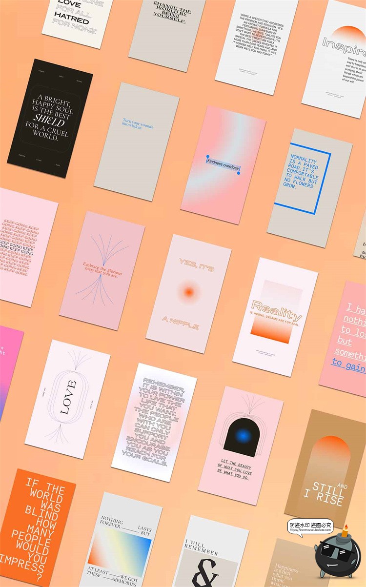 图片[9]-酸性渐变简约艺术潮流方形竖版图文排版PSD模板PS素材附带字体-设计猿