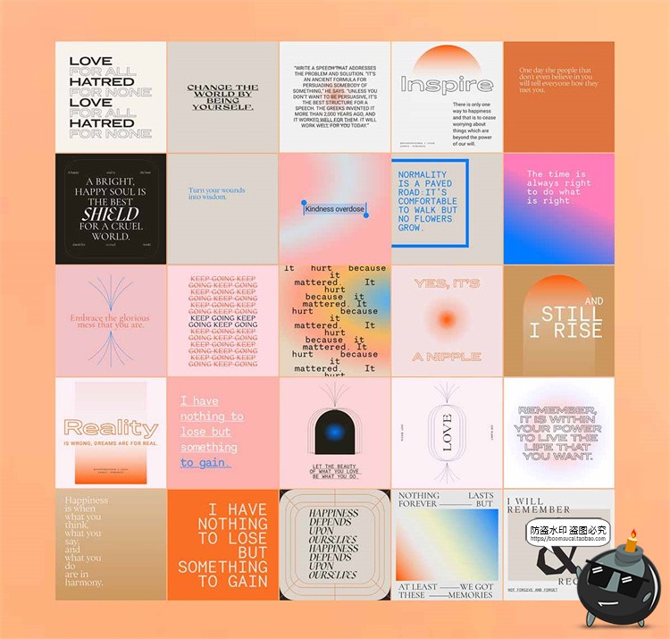 图片[13]-酸性渐变简约艺术潮流方形竖版图文排版PSD模板PS素材附带字体-设计猿