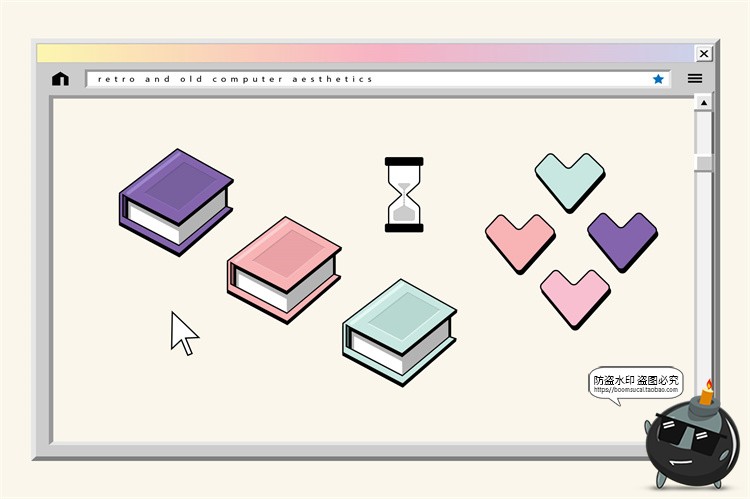 图片[5]-复古旧计算机电脑窗口创意彩色蒸汽波风格元素PNG免抠AI矢量素材-设计猿
