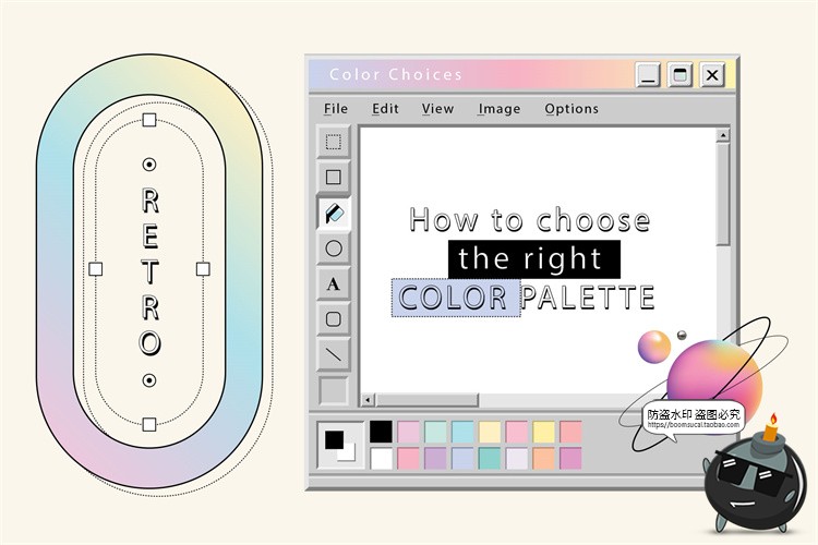图片[11]-复古旧计算机电脑窗口创意彩色蒸汽波风格元素PNG免抠AI矢量素材-设计猿