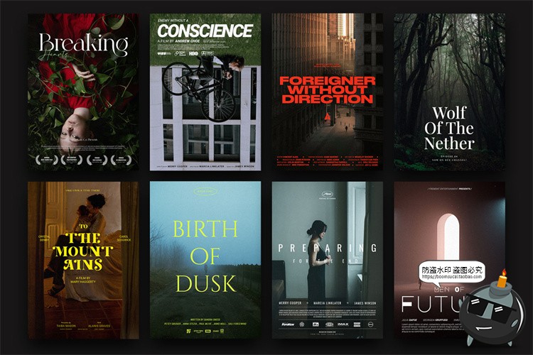 图片[1]-竖屏电影纪录片预告片剧院氛围宣传广告海报文字排版PSD模板素材-设计猿