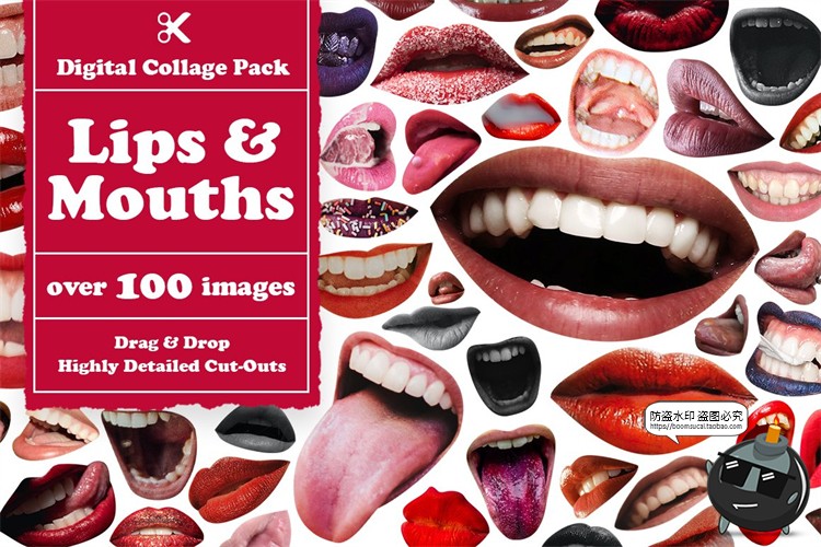 图片[11]-欧美风潮流创意复古人物建筑植物动物剪纸剪贴画拼贴PNG免抠素材-设计猿