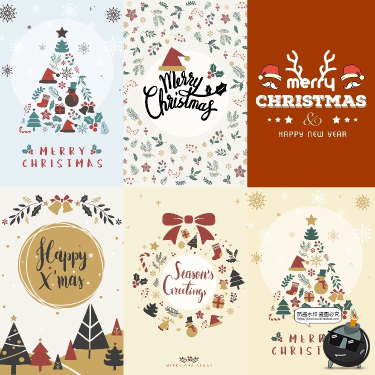 图片[1]-卡通可爱圣诞节老人麋鹿雪人节日简约英文装饰海报PSD模板PS素材-设计猿