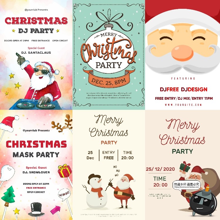 图片[2]-卡通可爱圣诞节老人麋鹿雪人节日简约英文装饰海报PSD模板PS素材-设计猿