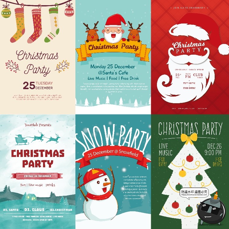 图片[3]-卡通可爱圣诞节老人麋鹿雪人节日简约英文装饰海报PSD模板PS素材-设计猿