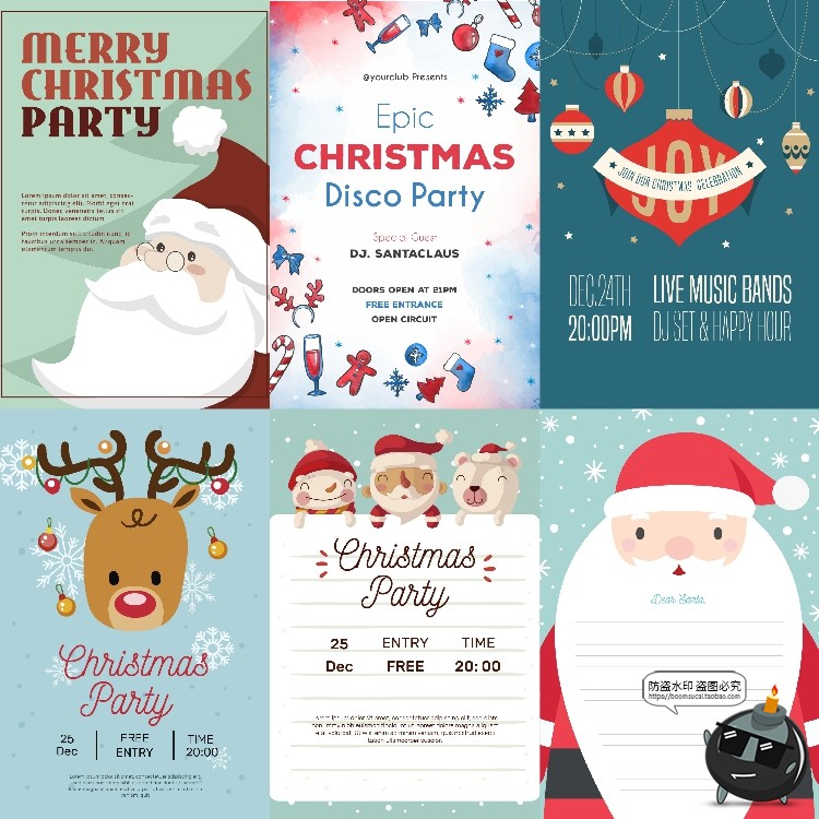 图片[4]-卡通可爱圣诞节老人麋鹿雪人节日简约英文装饰海报PSD模板PS素材-设计猿