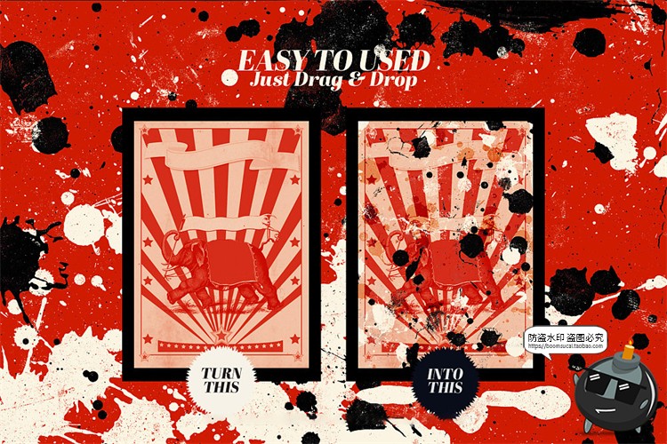 图片[4]-艺术做旧涂鸦飞溅痕迹墨水污渍墨点喷墨抽象纹理背景PNG+PSD素材-设计猿