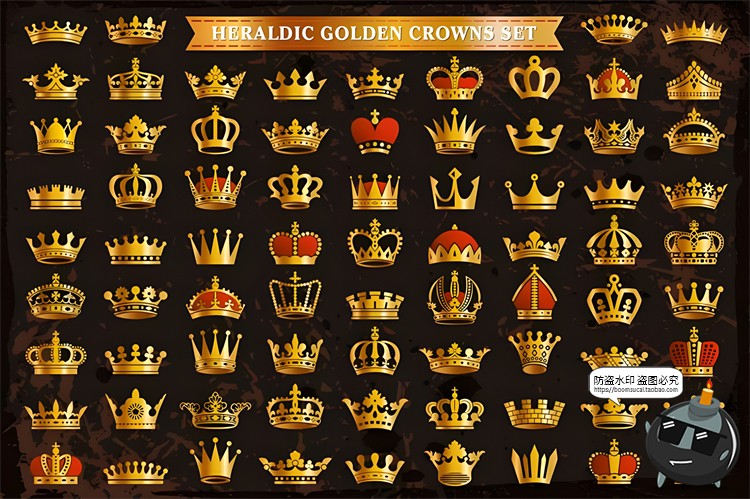 图片[1]-欧式皇冠金色平面图形扁平图案AI矢量PNG免抠免扣装饰元素素材-设计猿