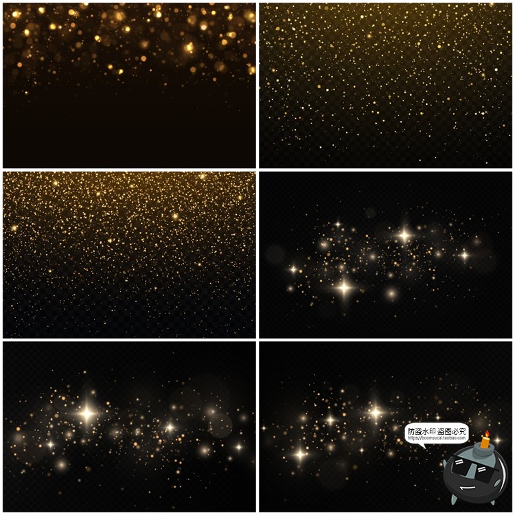 图片[1]-金色唯美光晕星光发光粒子星空灯光影闪光光效特效元素AI矢量素材-设计猿