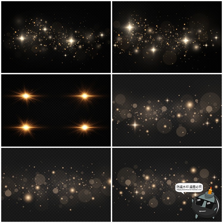 图片[2]-金色唯美光晕星光发光粒子星空灯光影闪光光效特效元素AI矢量素材-设计猿