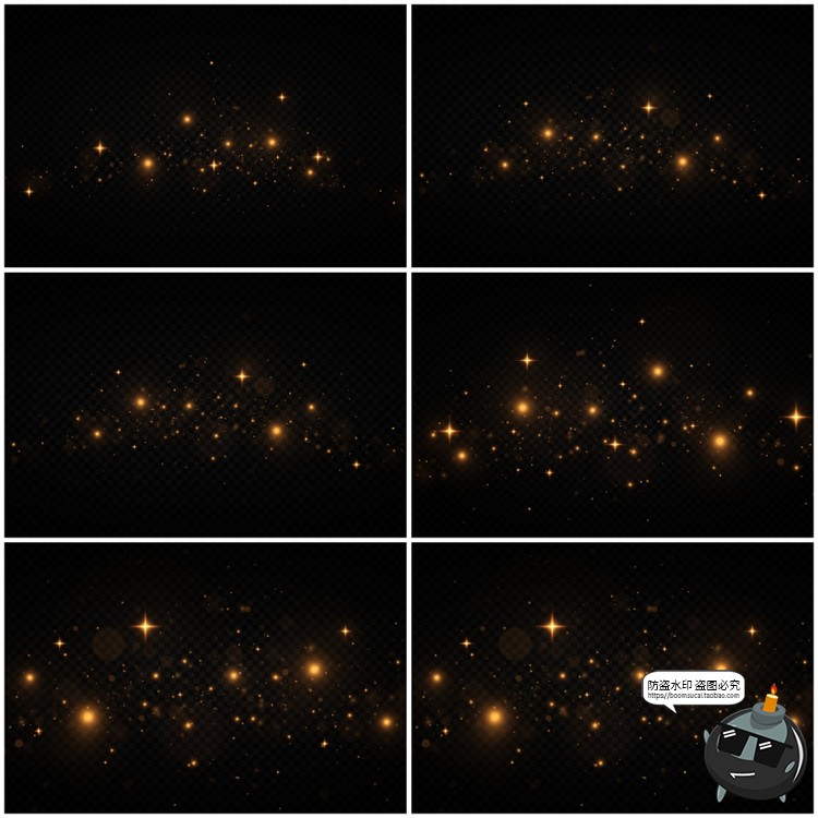 图片[3]-金色唯美光晕星光发光粒子星空灯光影闪光光效特效元素AI矢量素材-设计猿