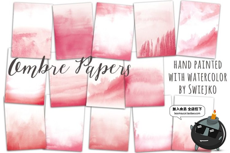 粉色水彩小清新可爱文艺水墨抽象图案背景纹理高清JPG图片素材-设计猿