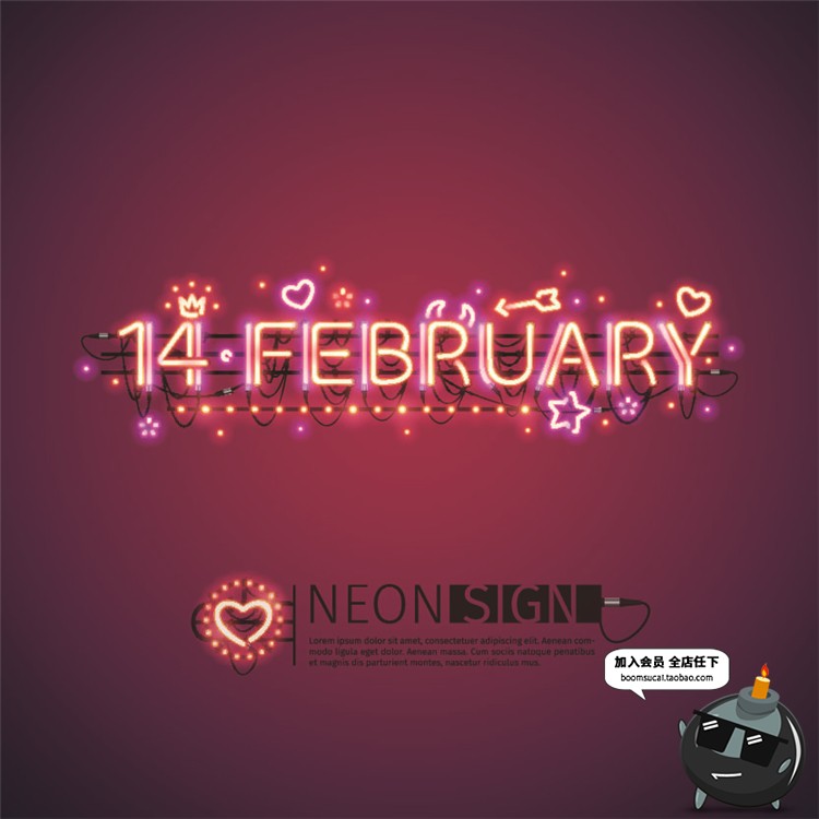 图片[13]-霓虹灯酒吧欢迎招牌led荧光灯爱心字母数字装饰AI矢量图设计素材-设计猿