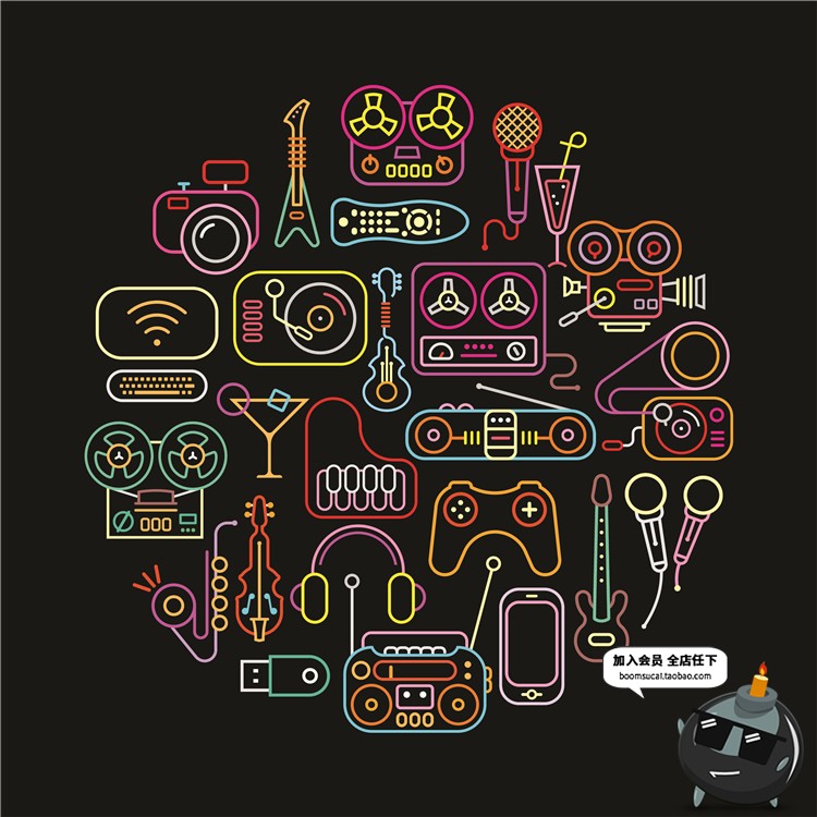 图片[14]-霓虹灯酒吧欢迎招牌led荧光灯爱心字母数字装饰AI矢量图设计素材-设计猿