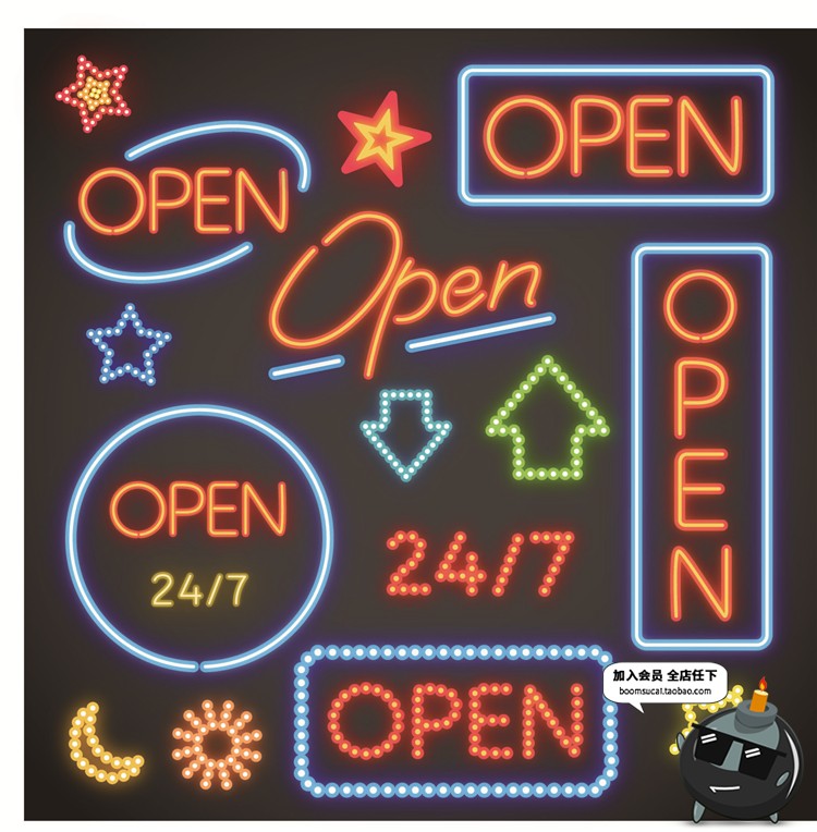 图片[16]-霓虹灯酒吧欢迎招牌led荧光灯爱心字母数字装饰AI矢量图设计素材-设计猿