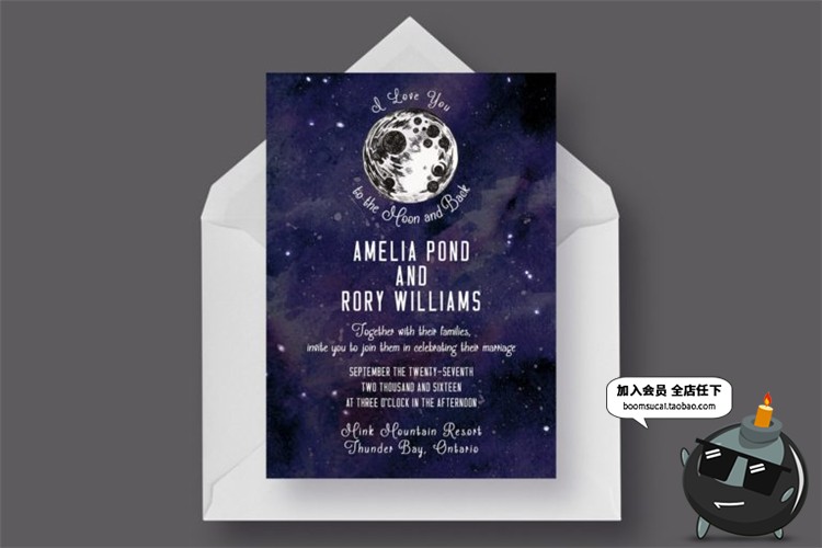 图片[3]-水彩月亮星空背景婚礼请柬请帖邀请函卡片设计物料PSD模板PS素材-设计猿