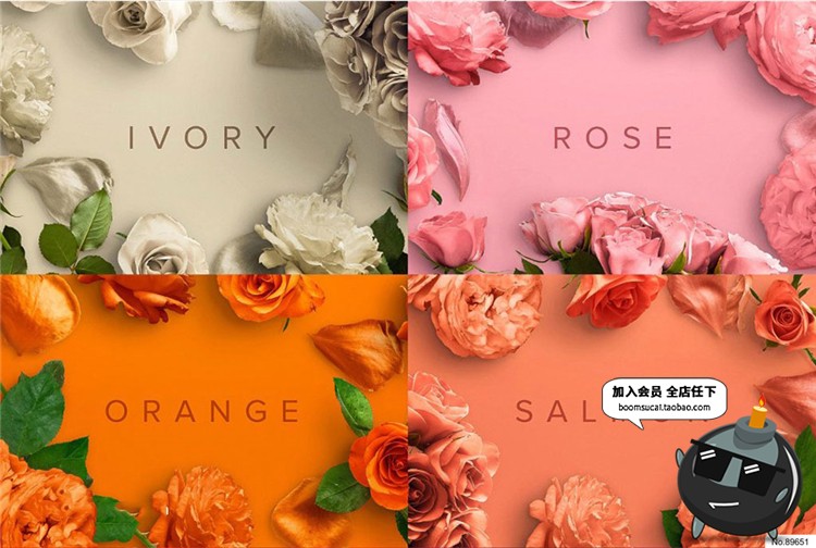 图片[3]-简约花卉鲜花花朵聚焦场景边框背景摆设元素PNG免扣素材PSD模板-设计猿