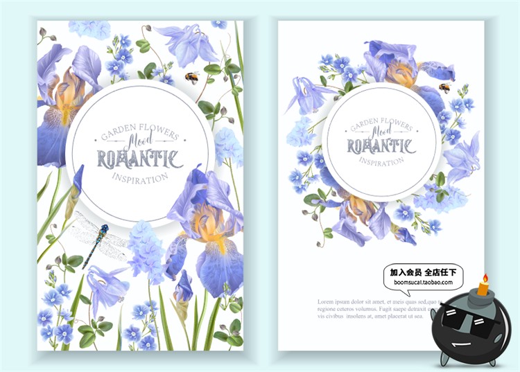 图片[1]-花卉花朵花环主题婚礼邀请函请柬卡片海报印刷矢量AI设计素材模板-设计猿